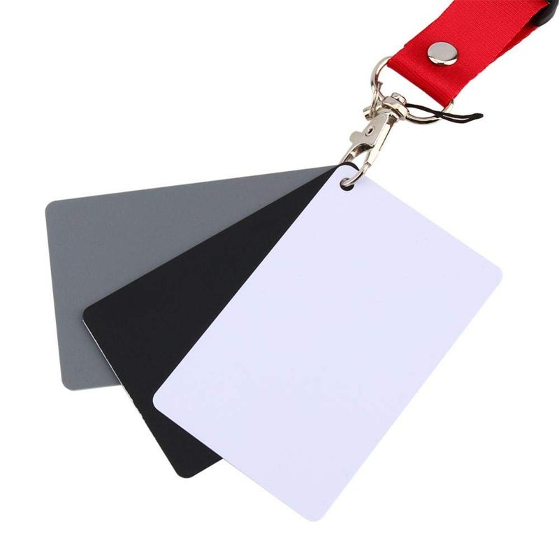Pomya Grey Card White Balance Card Photography Card 3 in 1 18% Digital Photography Exposure Color Balance Card Set Gray/White/Black for Video, DSLR and Film - Image 2